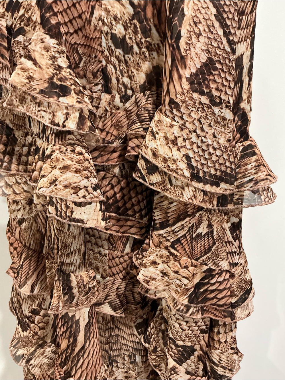Boston Proper Brown Snake-Print Ruffled High-Low Dress - Picture 5 of 5